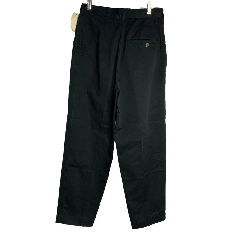 Vintage LL Bean Pleated Front Pants 6P Black Pockets Button Zip Deadstock - Picture 3 of 6